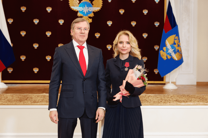 Anna Merkulova at the presentation of the medal of the Order 
