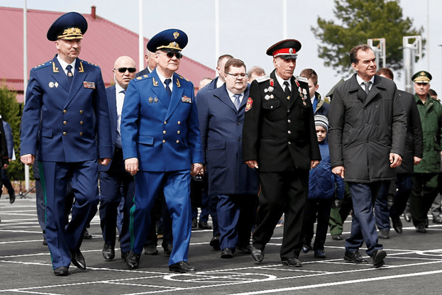Igor Chaika and Yury Chaika at the opening of the renovated Cossack cadet corps.  M. Ya. Seagulls in the village of Brinkovskaya
